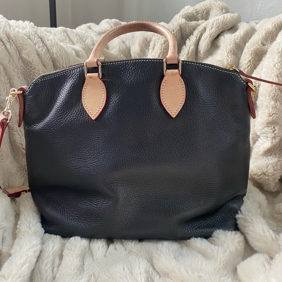 Dooney & Bourke Dillen Double Pocket Satchel Black & Tan - Picture 2 of 12